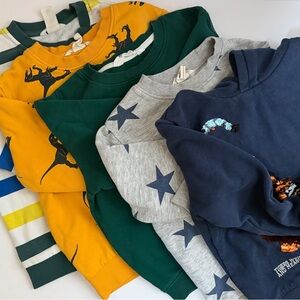 H&M Size 4-6 Kids Sweatshirt Bundle in Navy, Gray, Green, Mustard & White Stripe